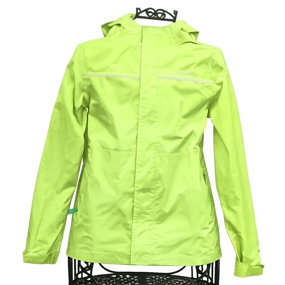 Patagonia H2No Boys Size 12 Neon Green Hooded Rain Jacket Waterproof Shell - Picture 2 of 5